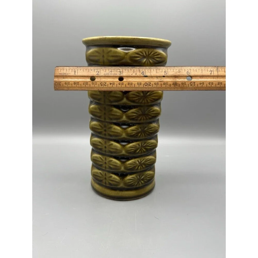 Vintage MCM McCoy Floraline Atomic Starburst Vase Olive Green 1960’s USA